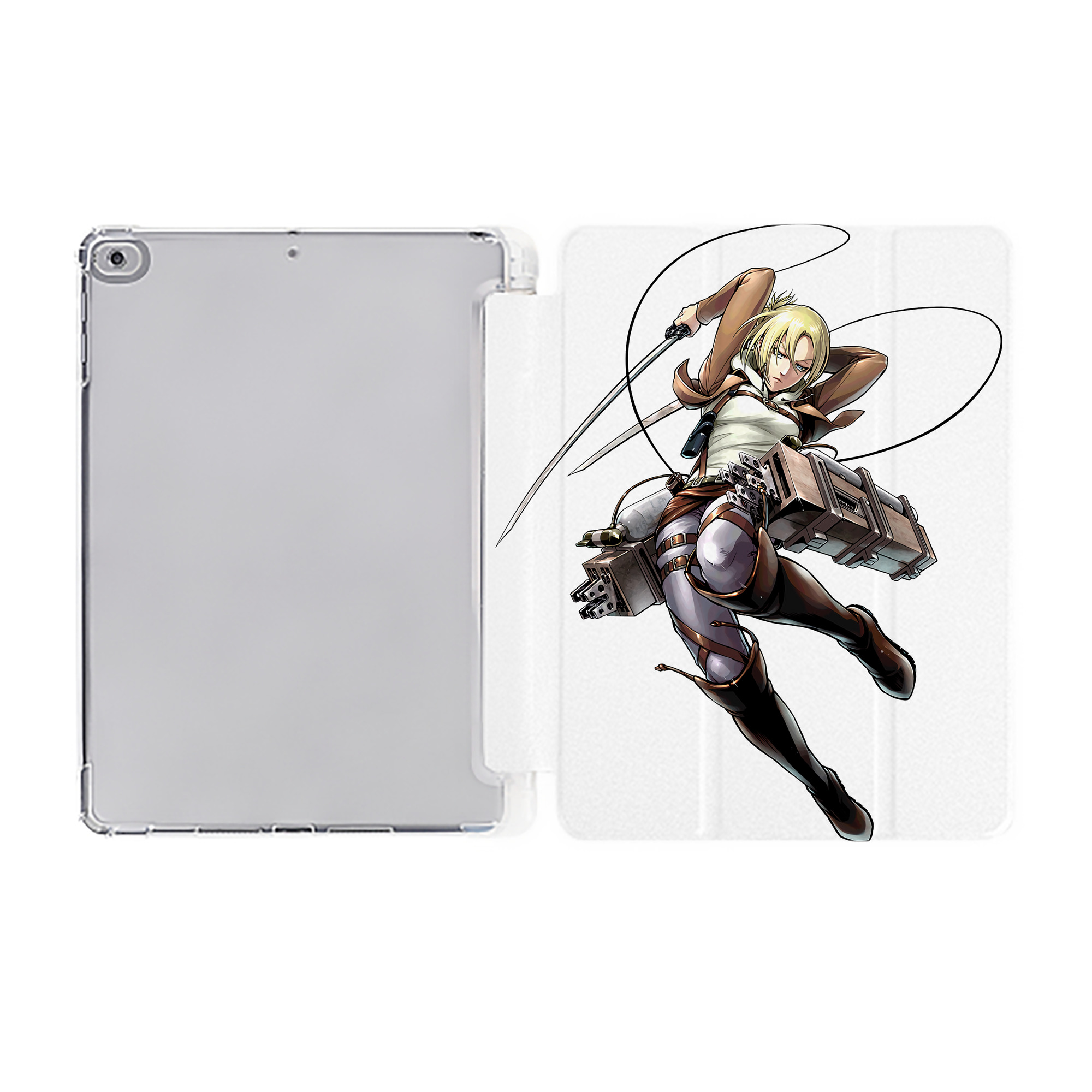（画像用） 進撃の巨人 アニ・レオンハート Attack on Titan Annie Leonhart IPad ケース ペン収納付き 三つ折りスタンド PUレザー×シリコン 対応機種9.5/10.5/10.9インチ